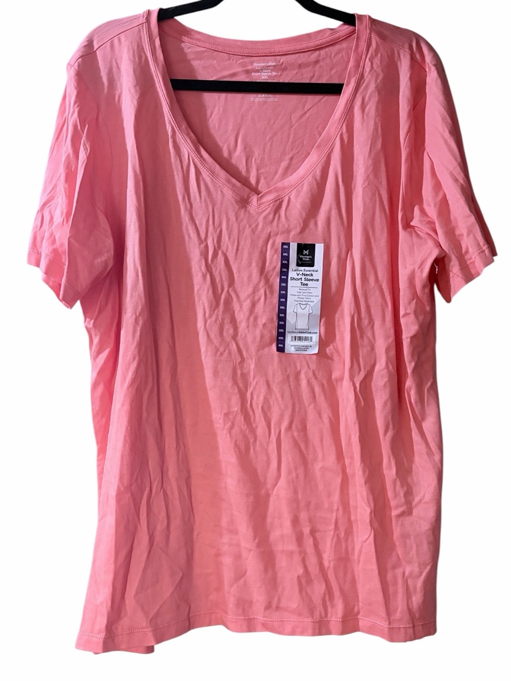 NWT Member’s Mark Orange Peach Basic V-Neck Tee XXL